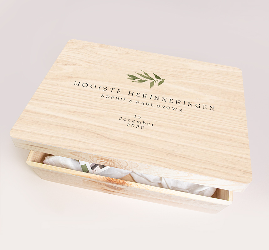 Herinneringsdoos huwelijk met olijftakje