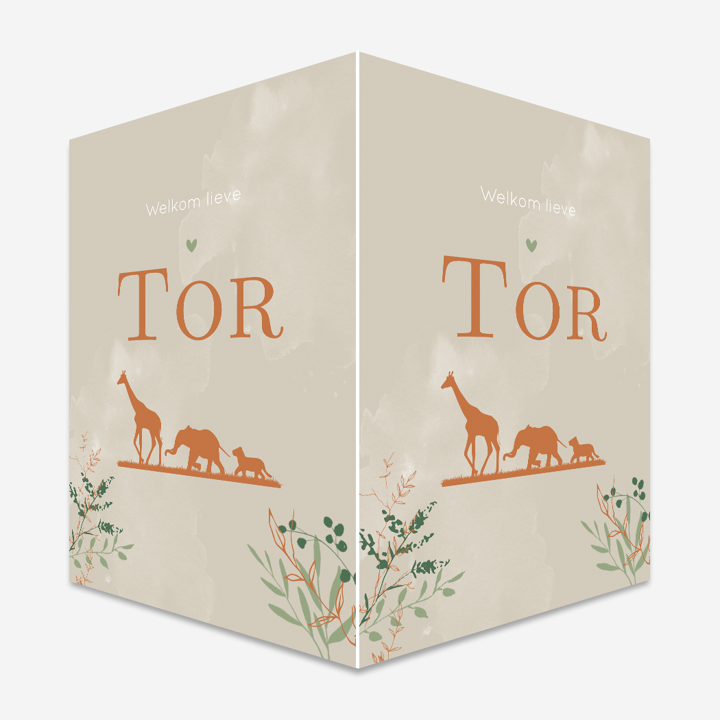 Geboortebord Dieren Savanne Beige Roest