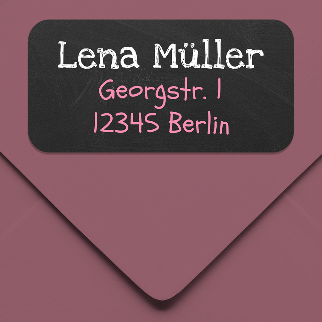 Absenderaufkleber Einschulung Schultafel Hintrgrund und Kreideschrift