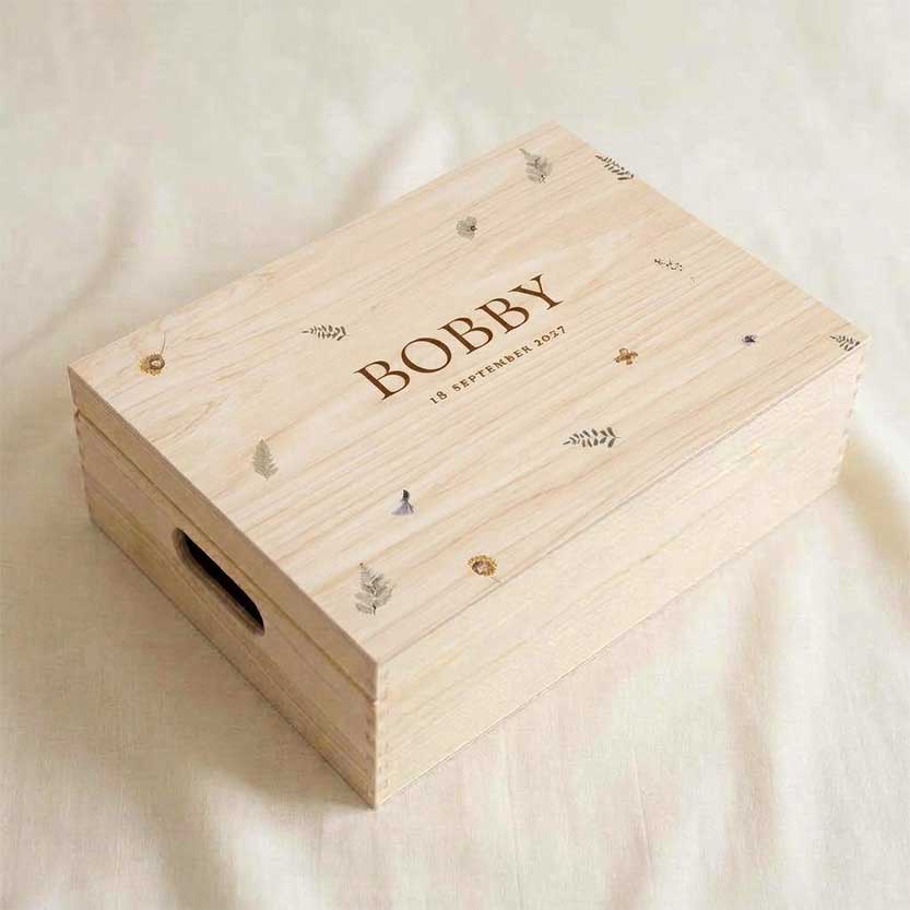 Memorybox hout droogbloemen
