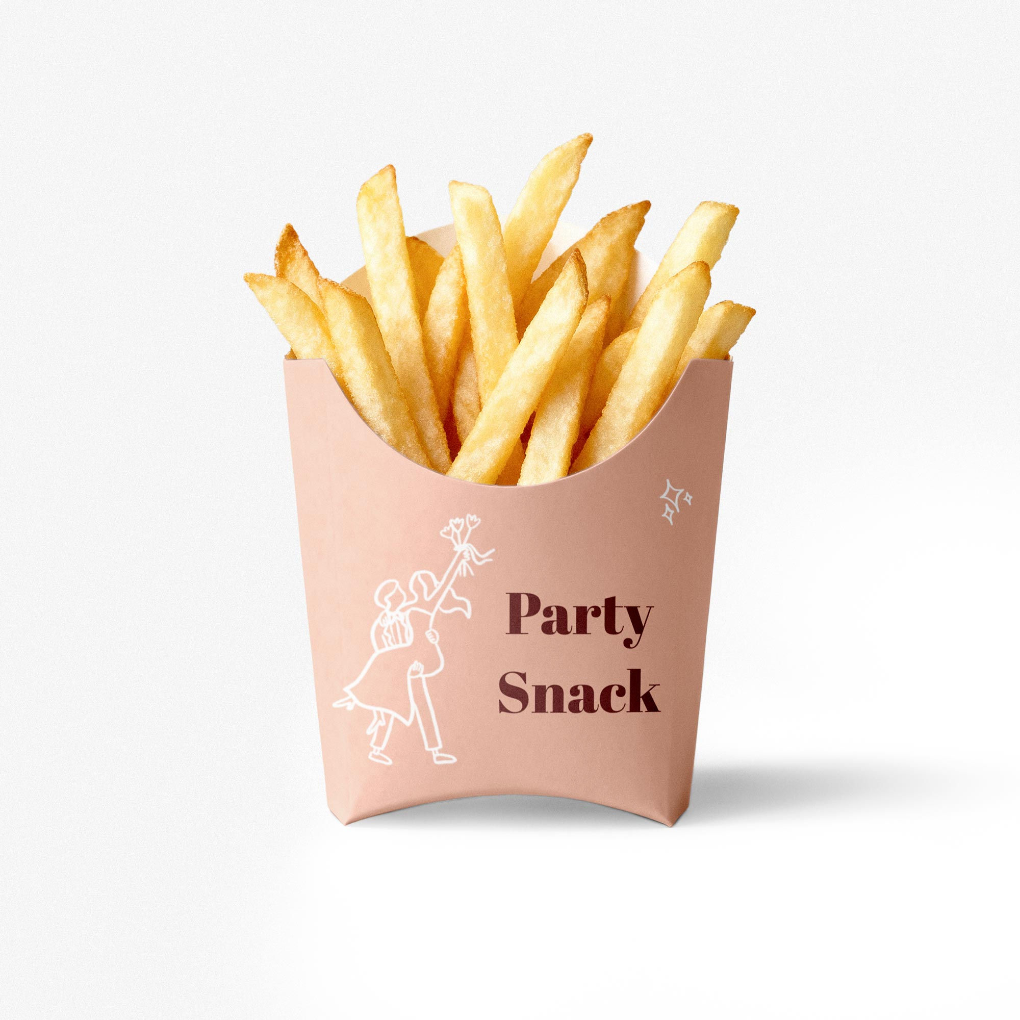 Frietbakje roze met lijntekening