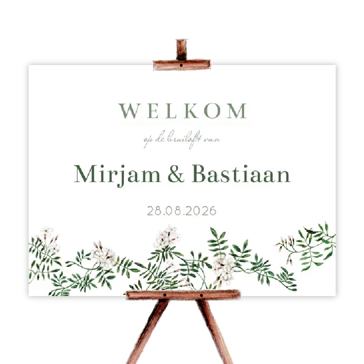 welkomstbord jasmijn bloemen takjes