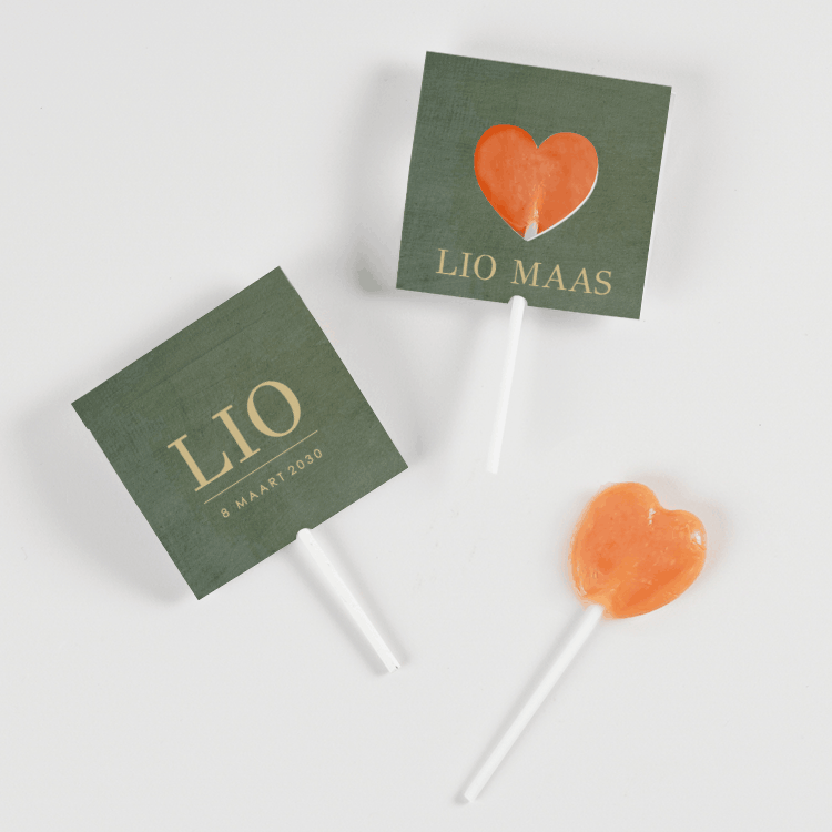 Doopsuiker lollyhoesje hart donkergroen met goud