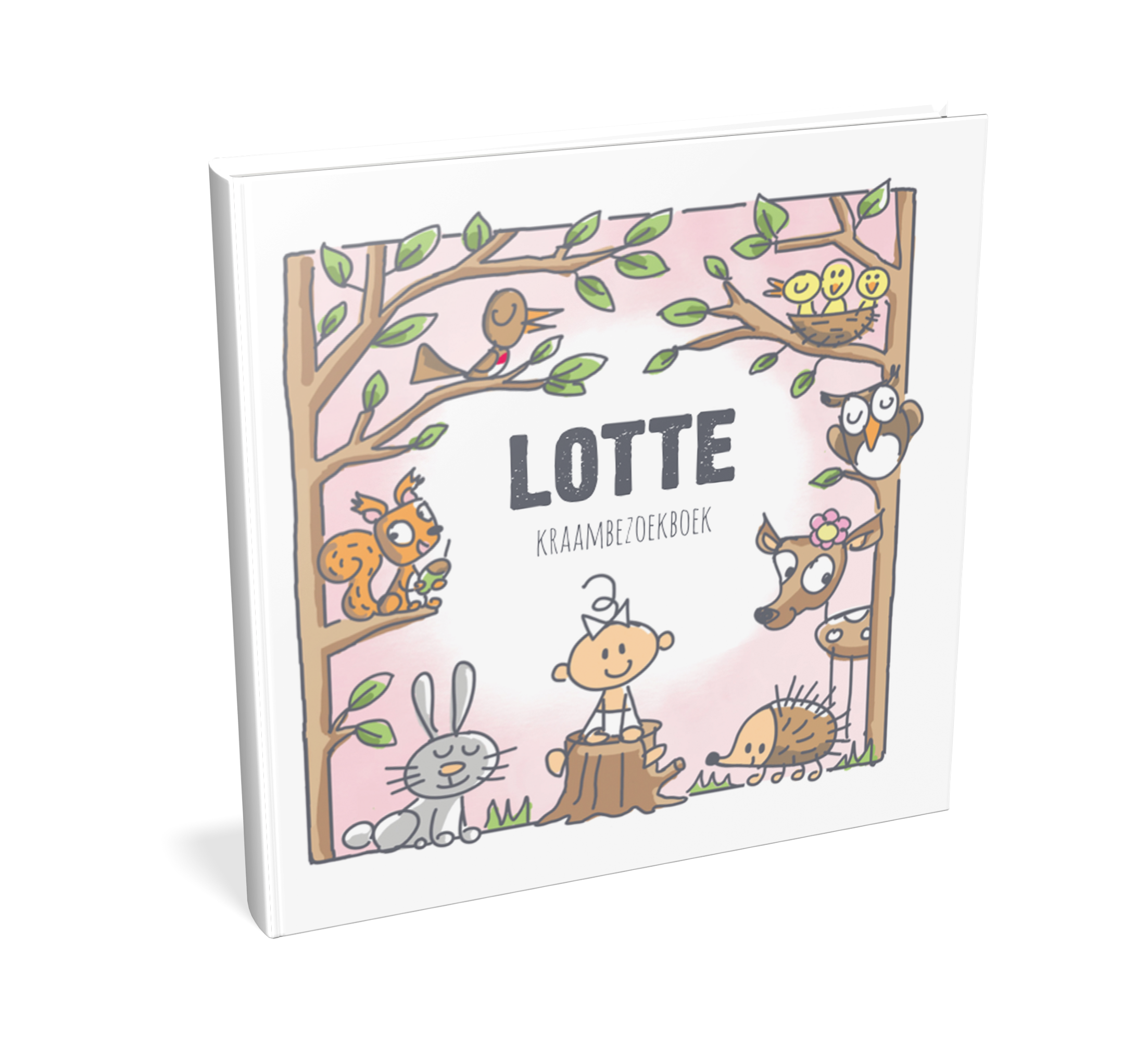 Kraambezoekboek meisje met vrolijke bosdieren