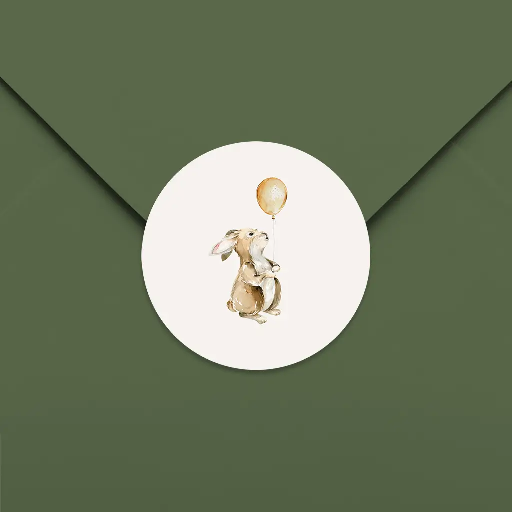 Sluitsticker met konijntje en ballon