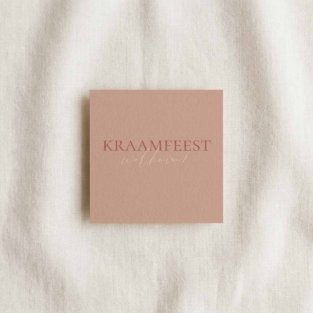 Kraamfeest kaartje vierkant oudroze