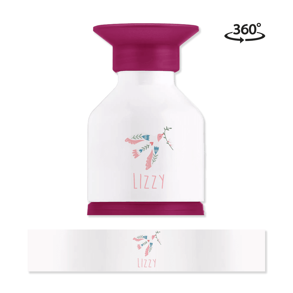 Dopper waterfles met naam en vogel