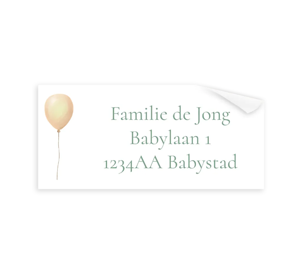 Adressticker wit met ballon