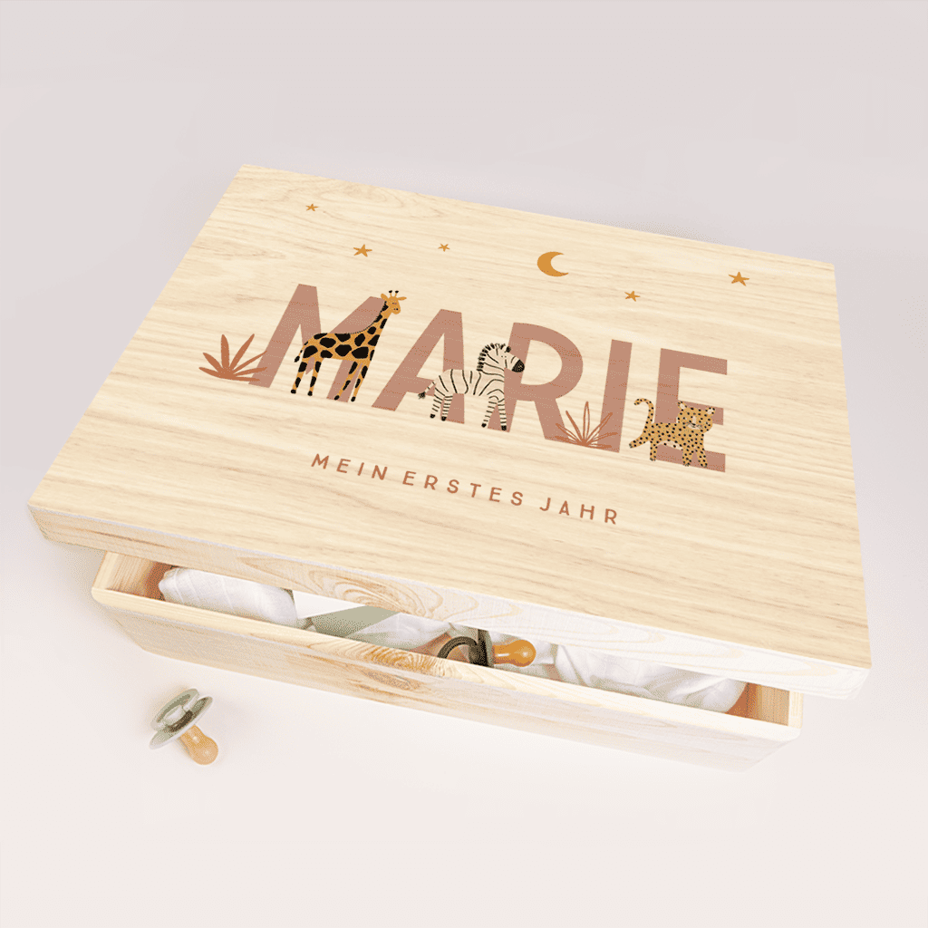 Schöne Erinnerungsbox mit Tier Illustrationen