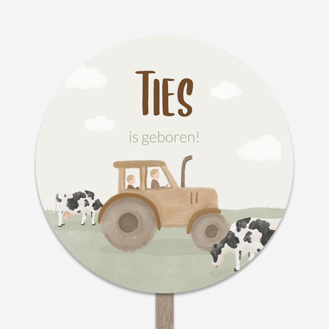 Geboortebord Tuin Trekker Boerderij Koeien