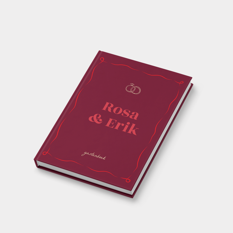 Gastenboek chic rood ringen