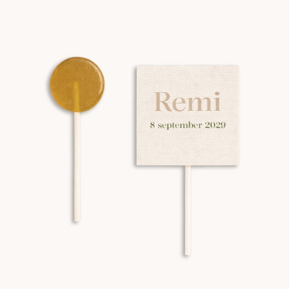 Doopsuiker lollyhoesje jongen linnen schulprand strik