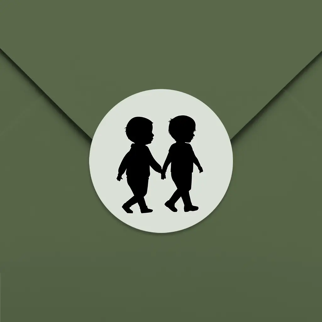 Sluitsticker groen met tweeling silhouetje - per 25 stuks