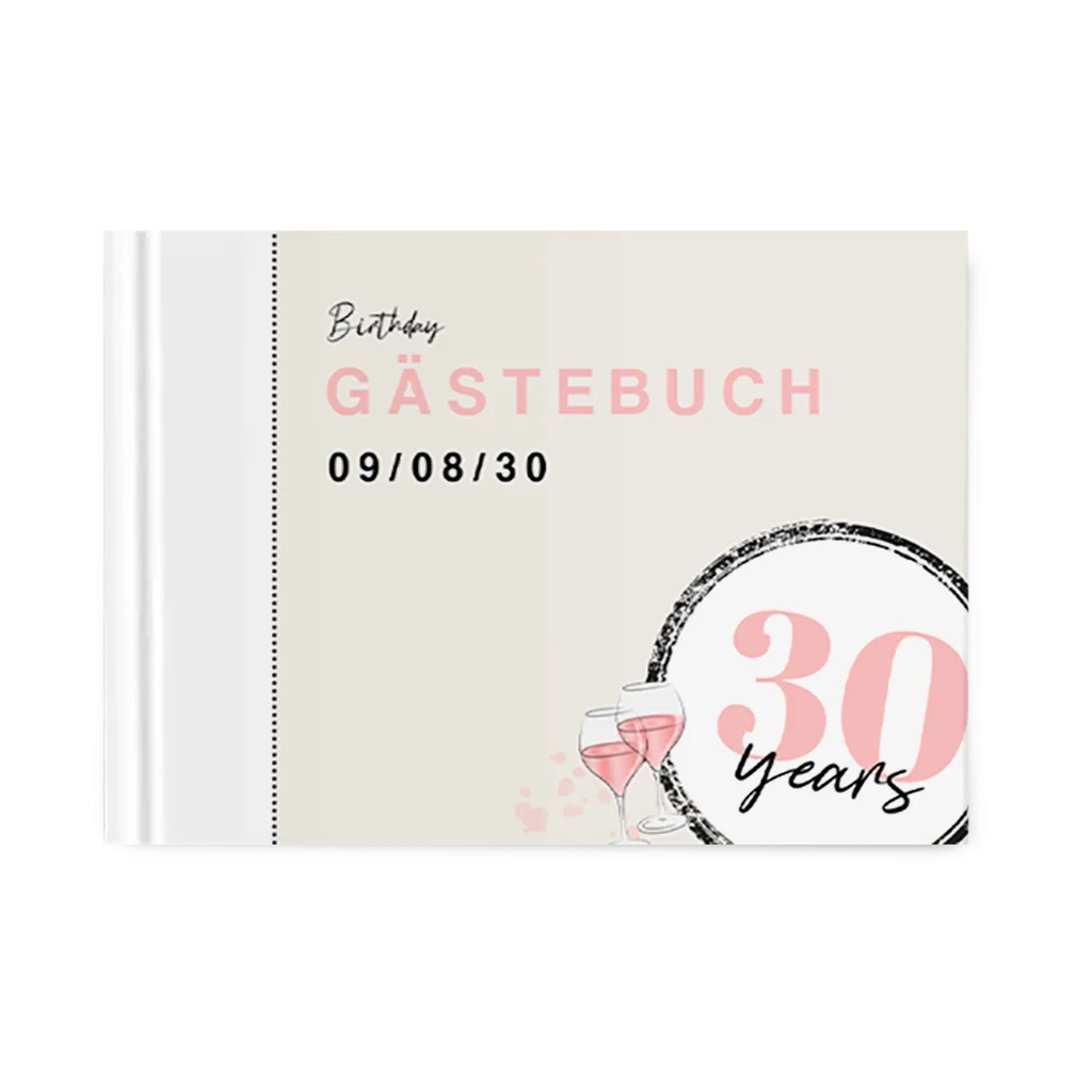 Gästebuch 30 Jahre Geburtstag mit Weingläser