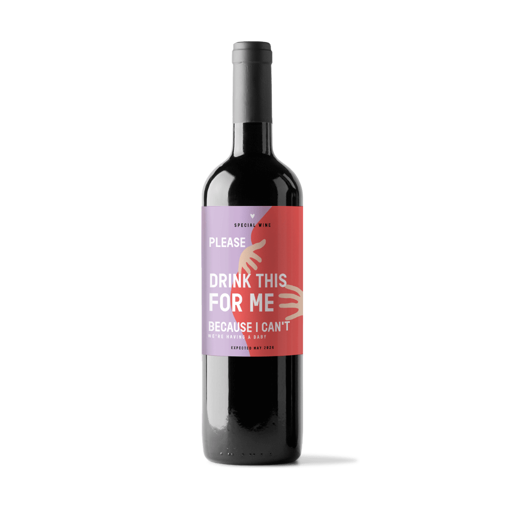 Flessenetiket zwangerschapsaankondiging special wine - 5 stuks