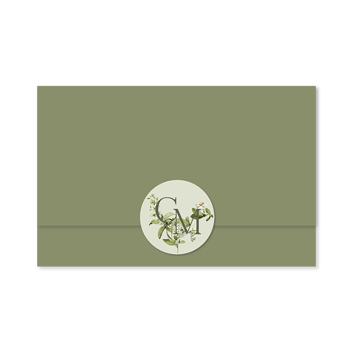 Drieluik trouwkaart liggend met veel bloemen