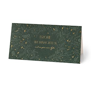 Geschäftliche Weihnachtskarte blattgrün mit Goldfolienprägung