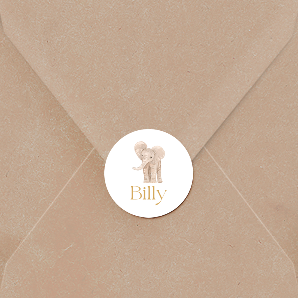 Naamsticker met olifant illustratie