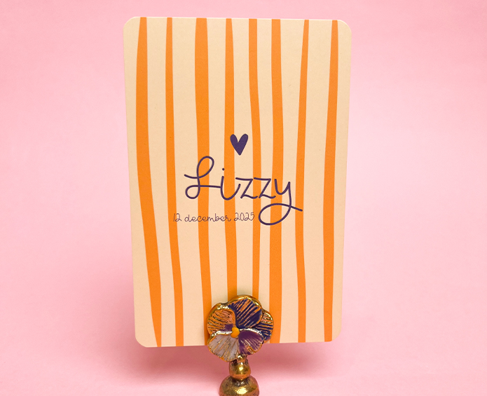 Geboortekaartje streepjes geel