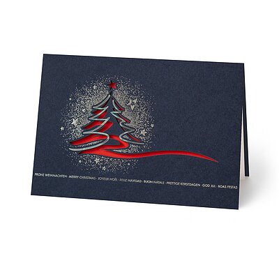 Geschäftliche Weihnachtskarte Sternenstaub mit Laserstanzung