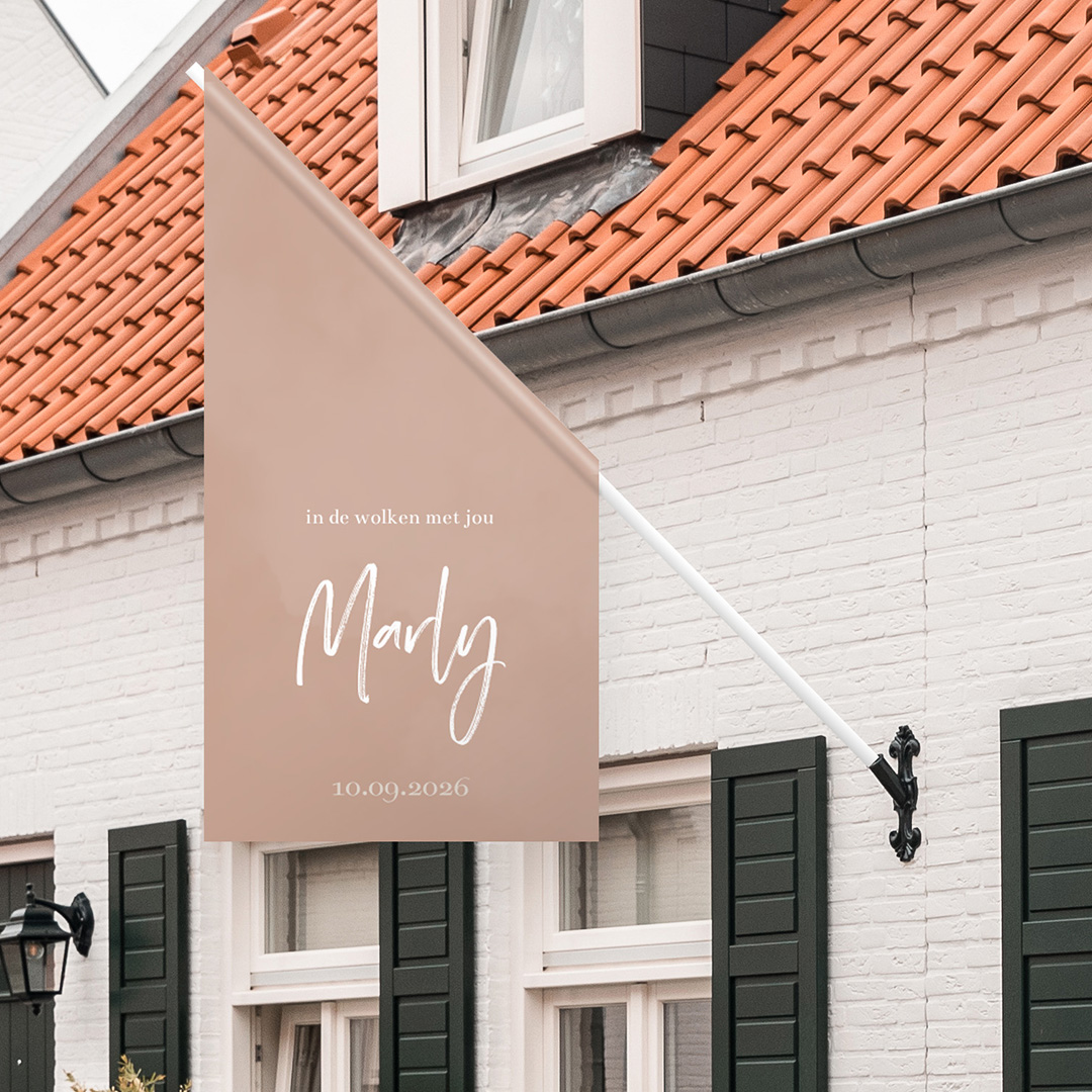 Vlag geboortekaartje meisje wolken