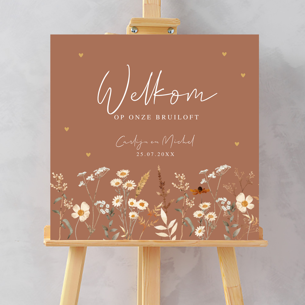 Bruiloftsbord brons bruin bloemen