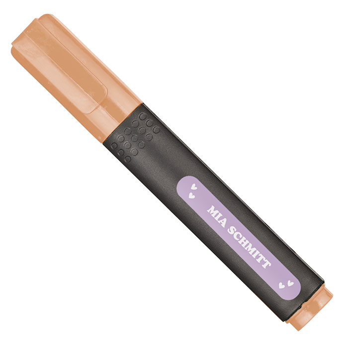 Namensaufkleber Lila mit Herzchen