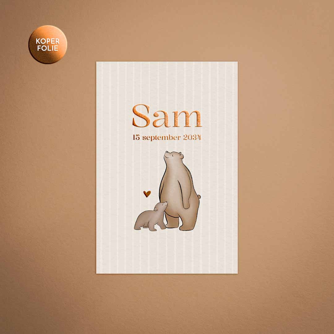 Geboortekaartje met beren voor een jongen
