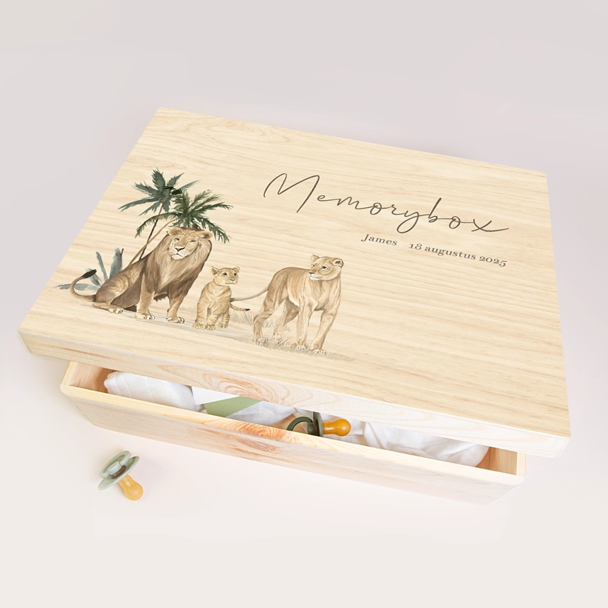 Memorybox met leeuwenfamilie