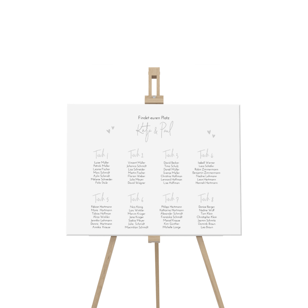 Moderne Sitzplan Schild mit Herzen