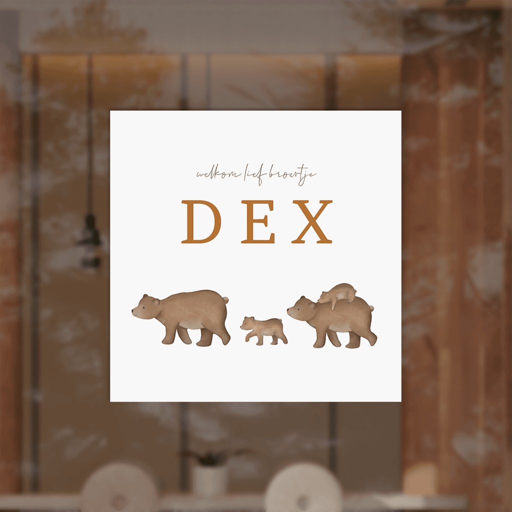 Raamsticker vierkant met berengezinnetje