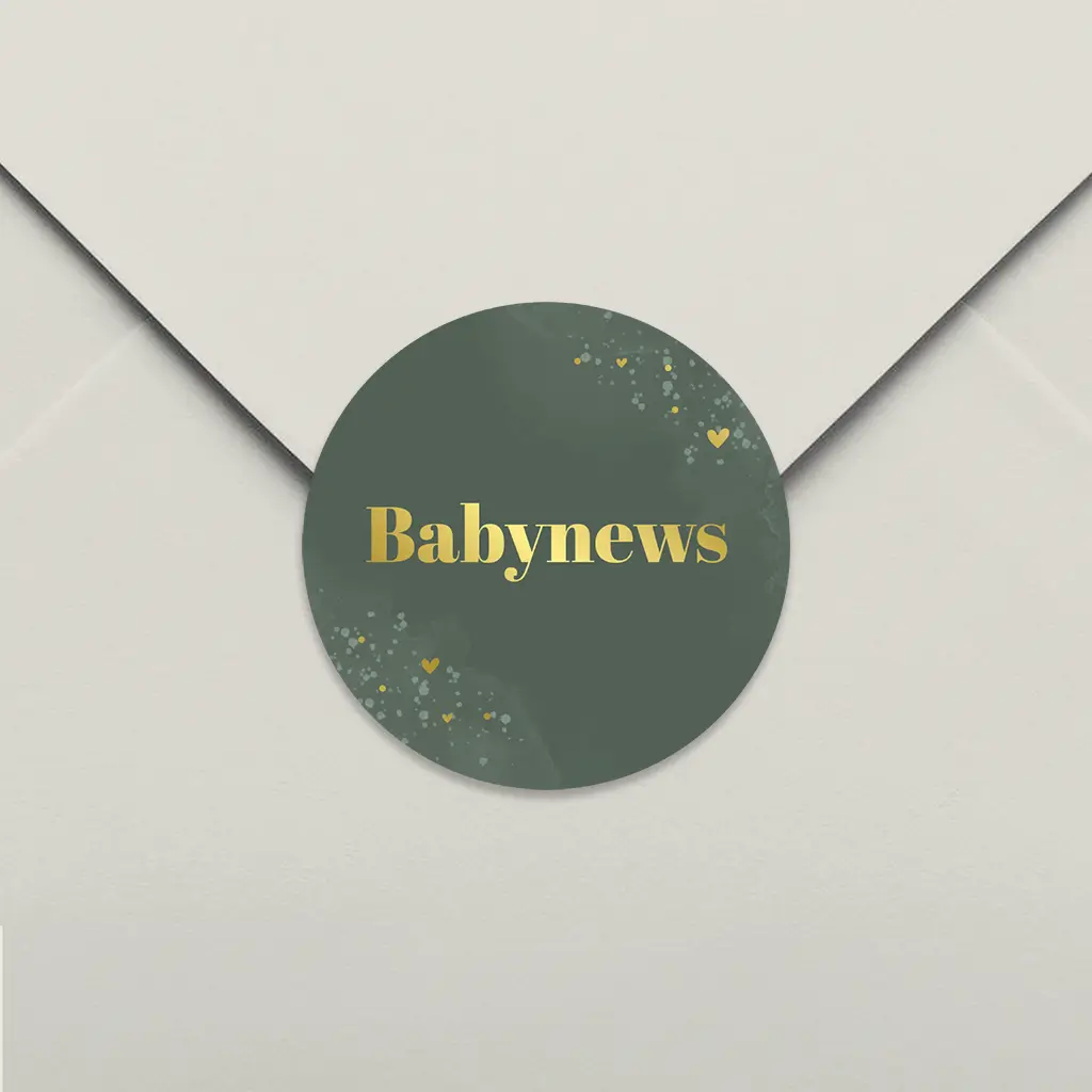 Sluitsticker groen met goudfolie - per vel