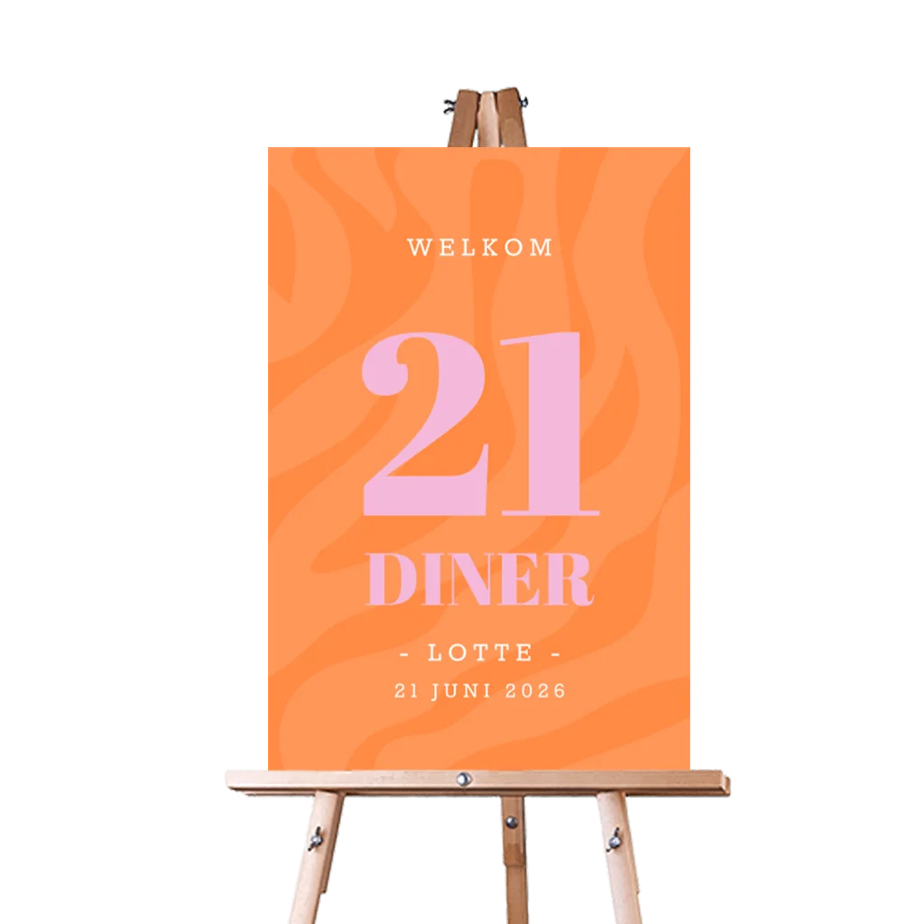 Welkomstbord twenty one dinner colourblocking