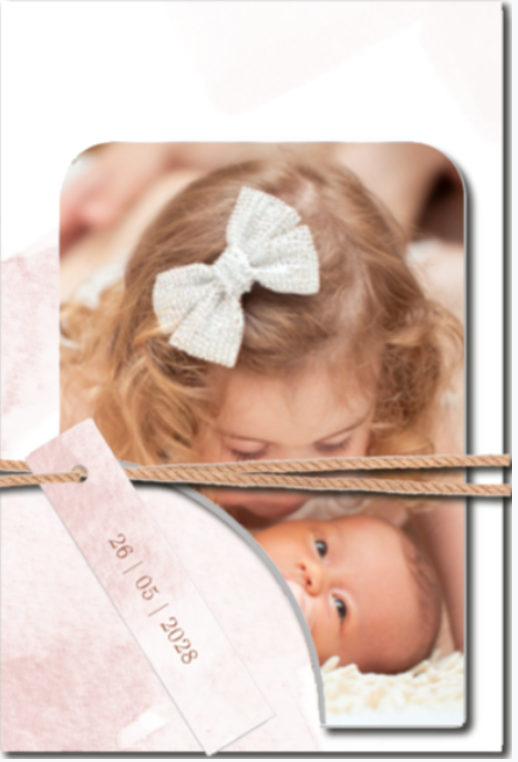 Geboortekaartje meisje insteek met los label