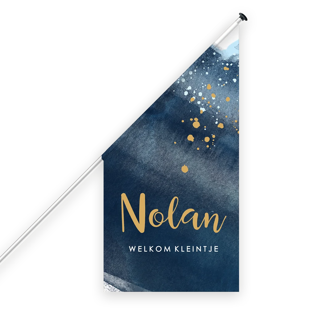 Geboortevlag voor jongen met verf en spetters