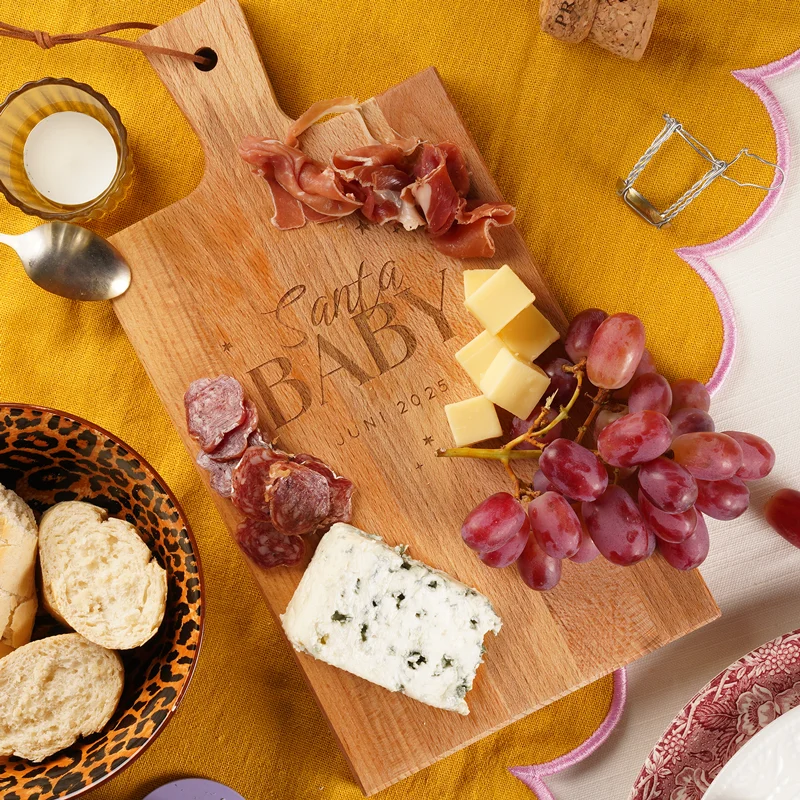 Zwangerschapsaankondiging kerst gepersonaliseerde borrelplank