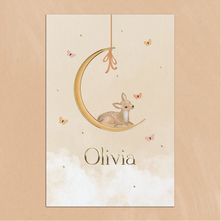 Geboortekaartje Hertje op de Maan Vlinders