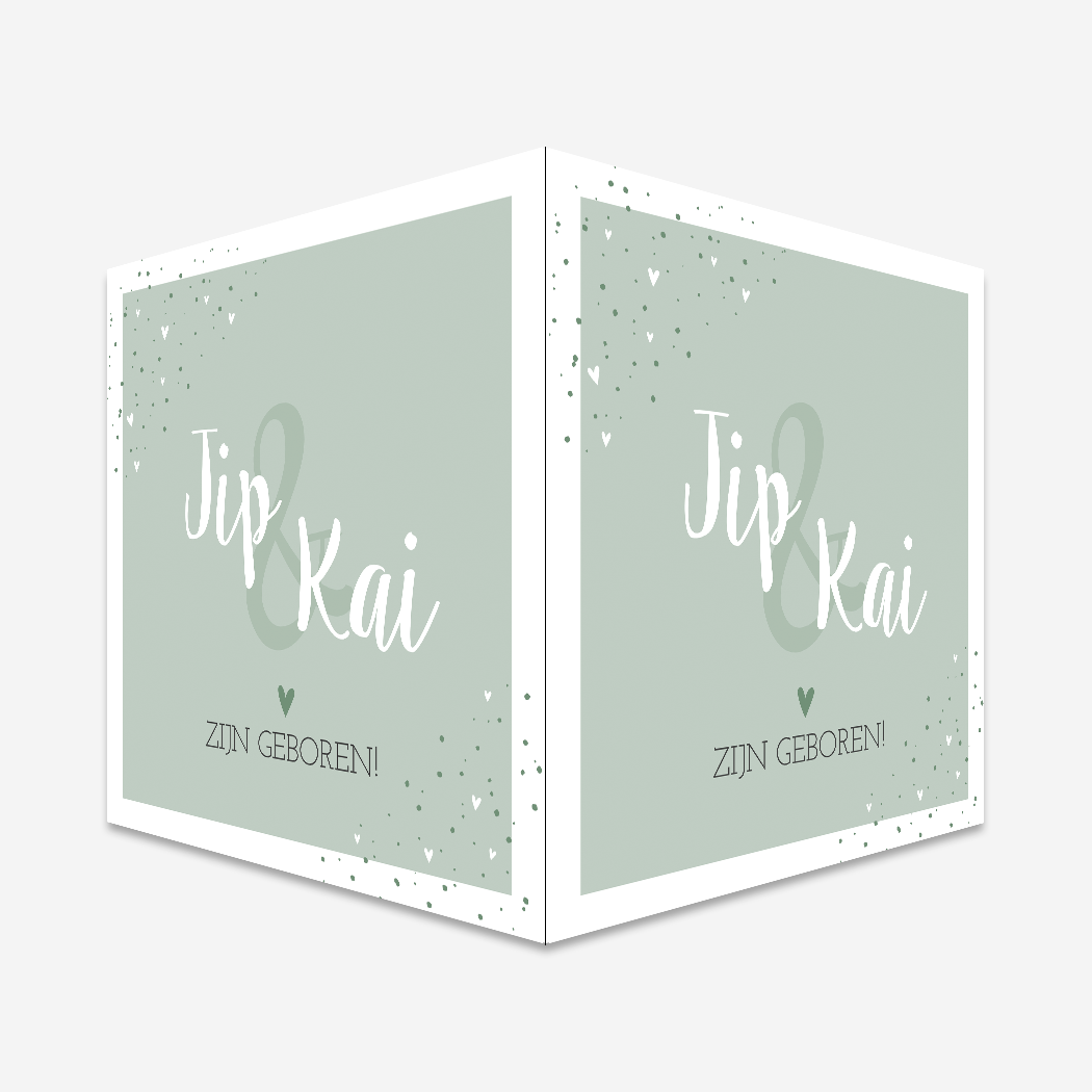 Raambord Geboortebord Tweeling Groen Stippen