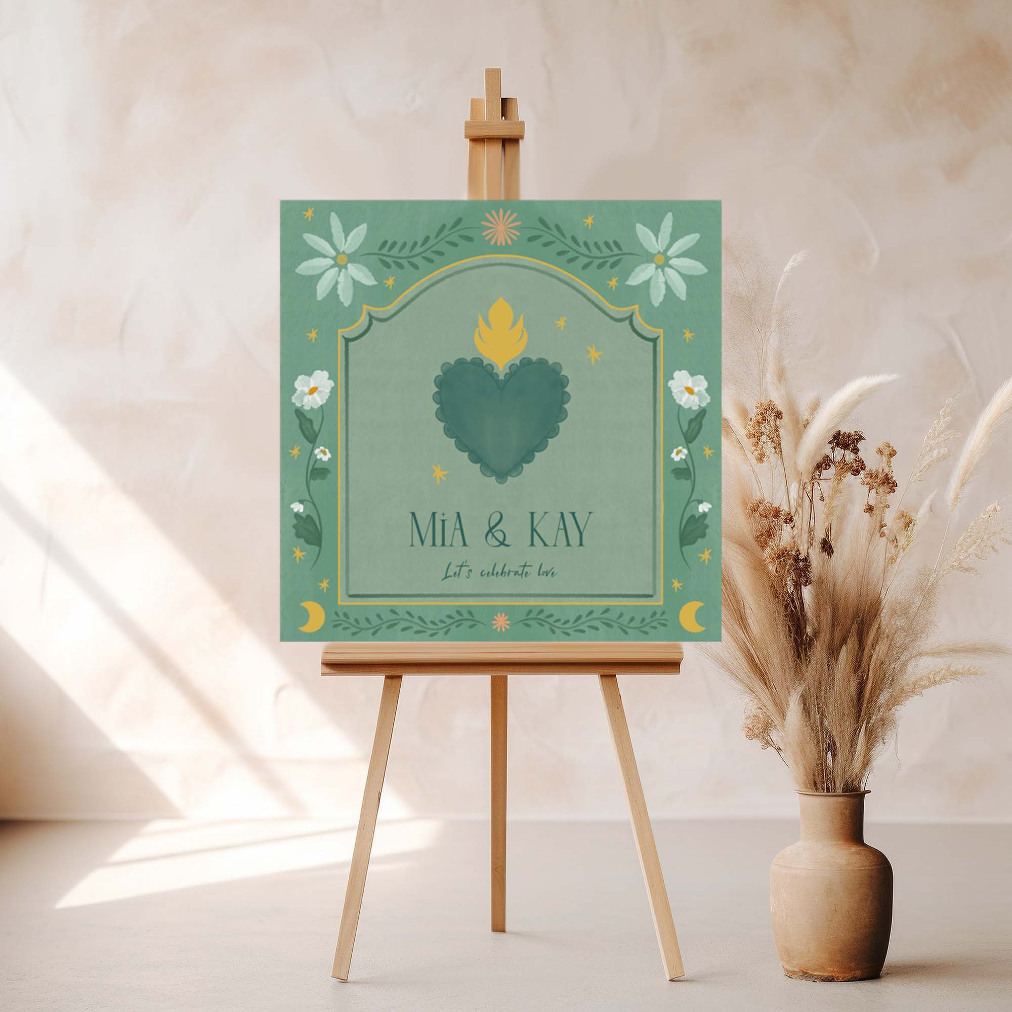 Welkomstbord bohemian groen