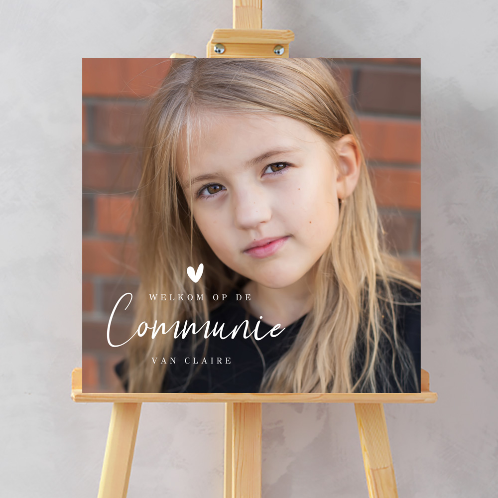 Welkomstbord communie meisje met foto