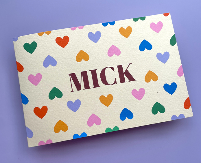 Geboortekaartje hartjesprint gekleurd unisex Mick