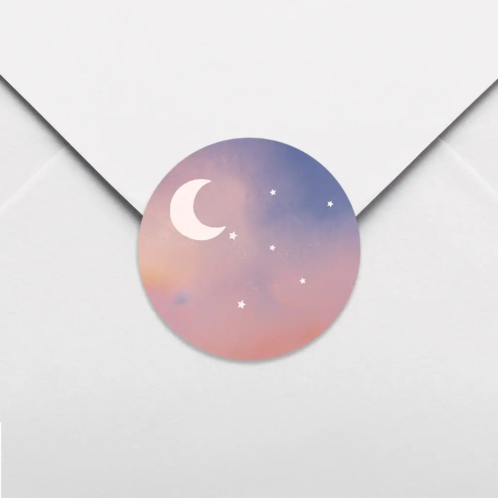 Sluitsticker pastelkleuren met maantje - per 25 stuks