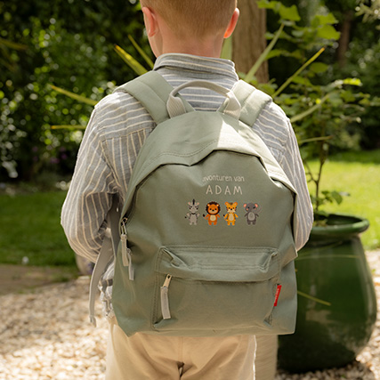 Rugzak kind met naam en safaridieren