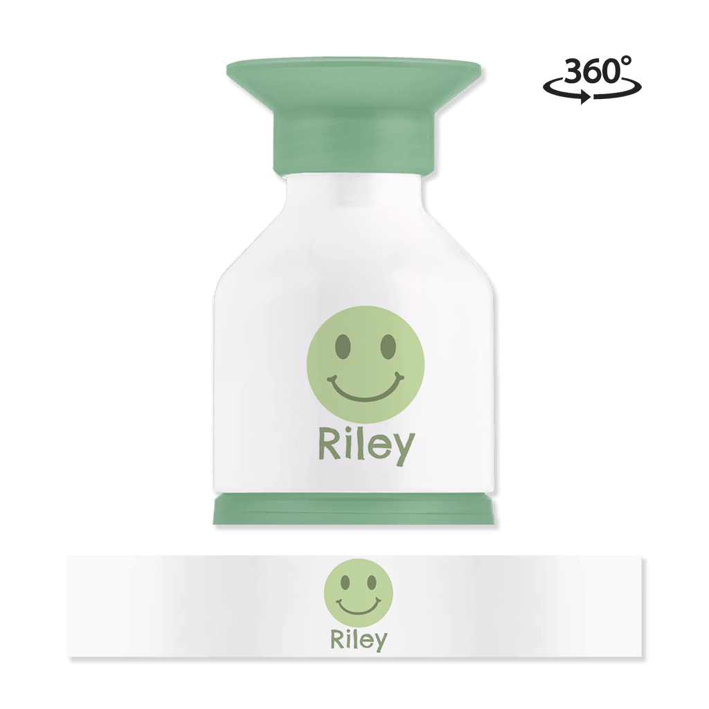 Dopper drinkfles met vrolijke groene smiley en naam