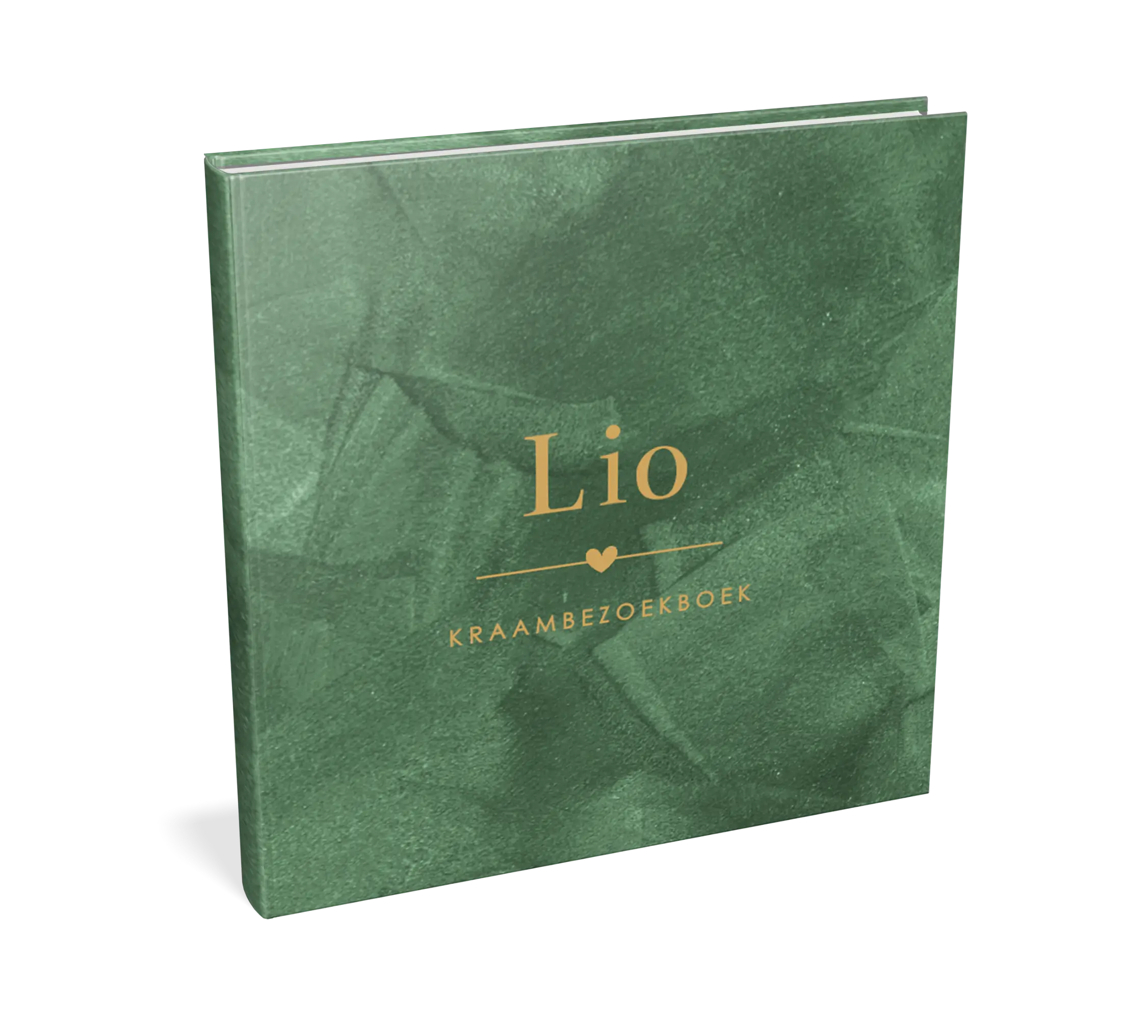 Kraambezoekboek velvet-look groen met hartje
