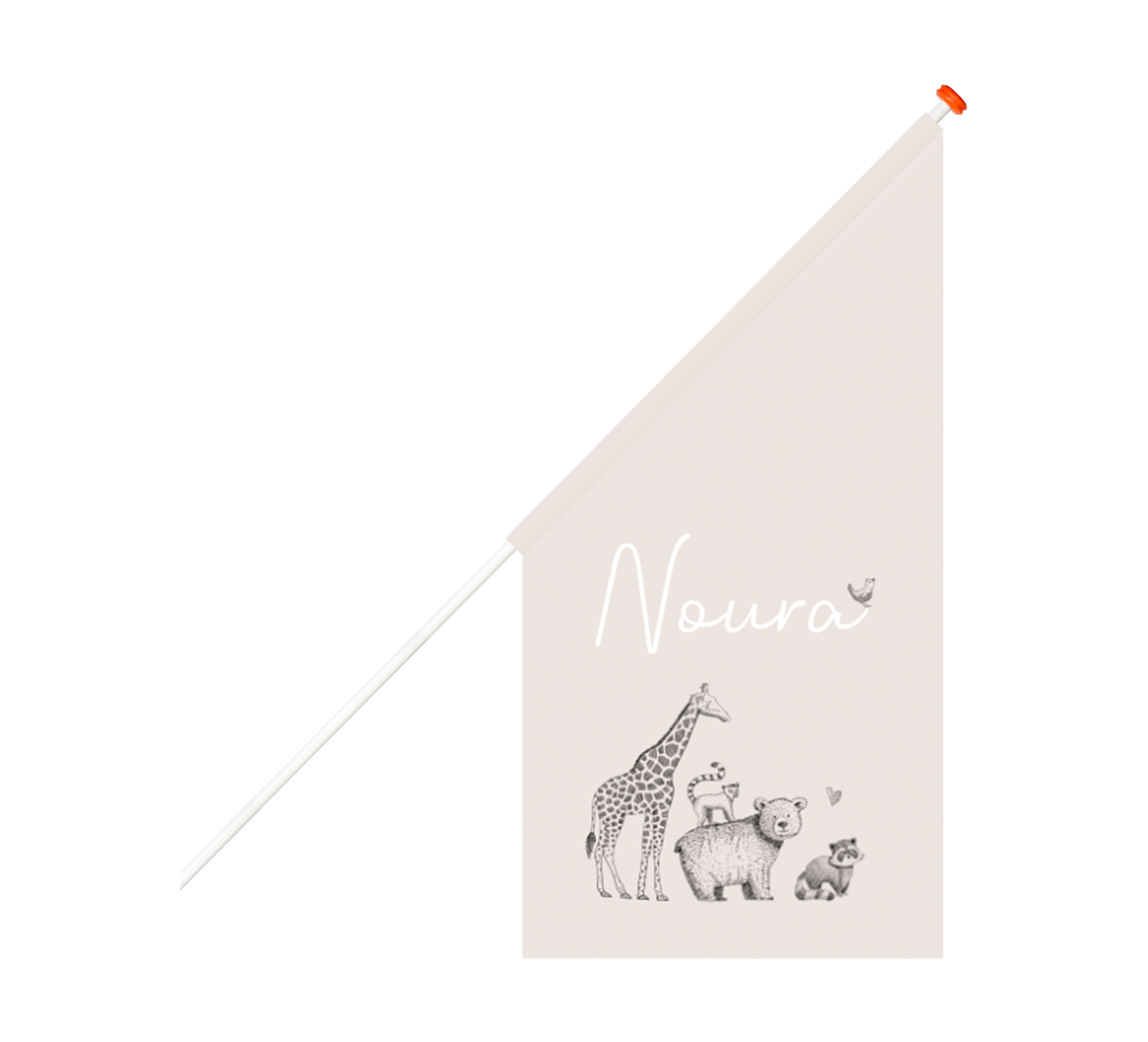 Geboortevlag beige met getekende jungle dieren