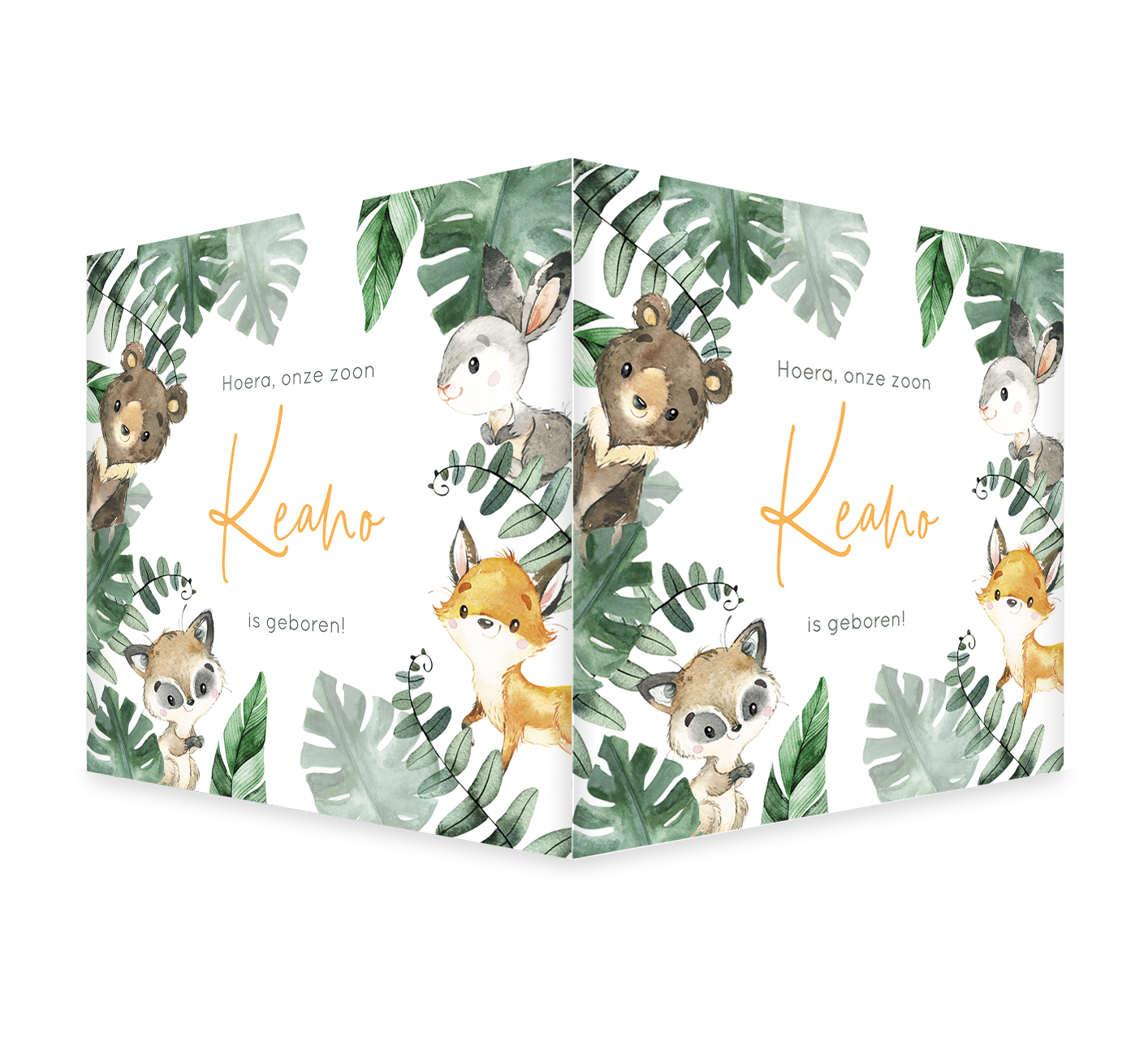 Geboortebord met bosdieren jongen