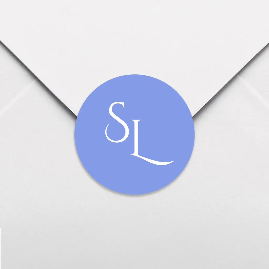 Blauwe sluitsticker met initialen - per 25 stuks