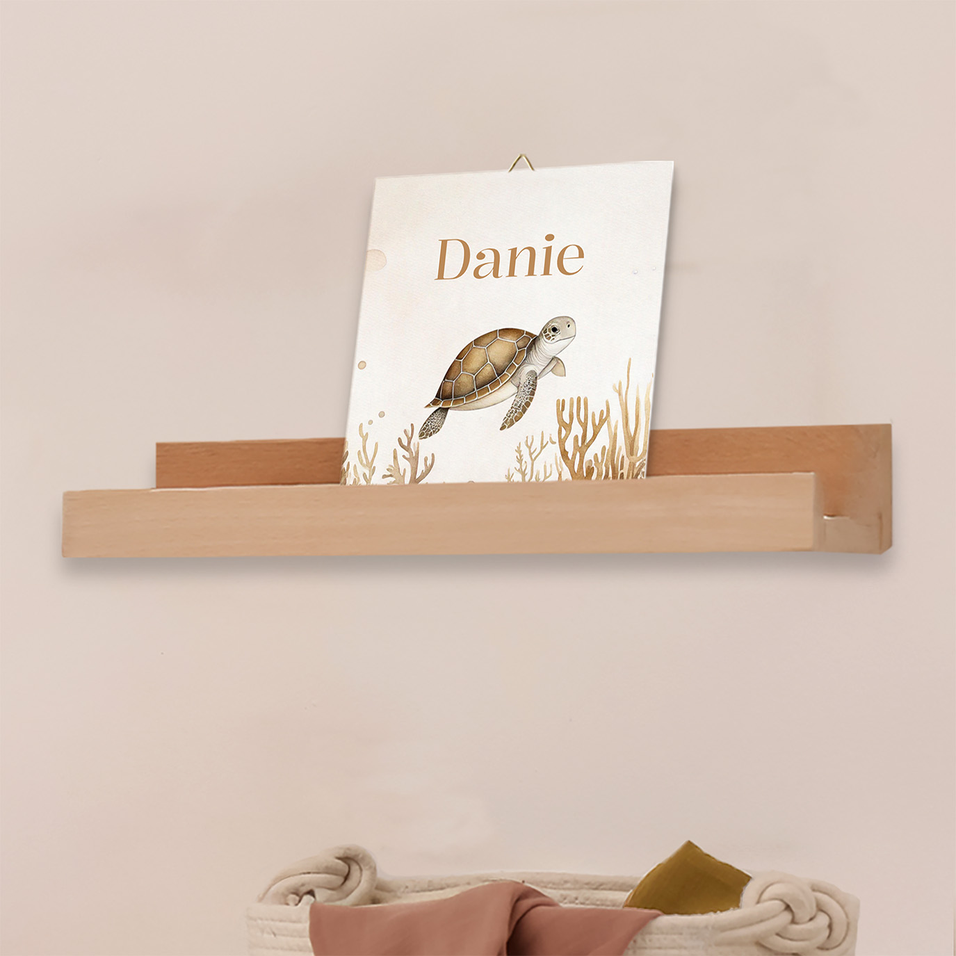 Unisex geboortetegeltje met onderwaterwereld en schildpad