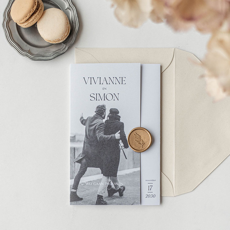 Moderne trouwkaart drieluik mapje